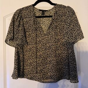 Forever 21 Black and Tan Leopard Print Blouse